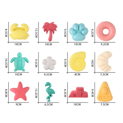 Set de Juguetes de Playa para Niños, Moldes de Arena y Herramientas de Excavación, Set de 12 Piezas con Vehículos y Accesorios en Trigo