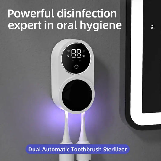 Mini esterilizador de cepillo de dientes de viaje recargable portátil, interruptor de inducción con pantalla de carga, estuche esterilizador de cepillo de dientes UV