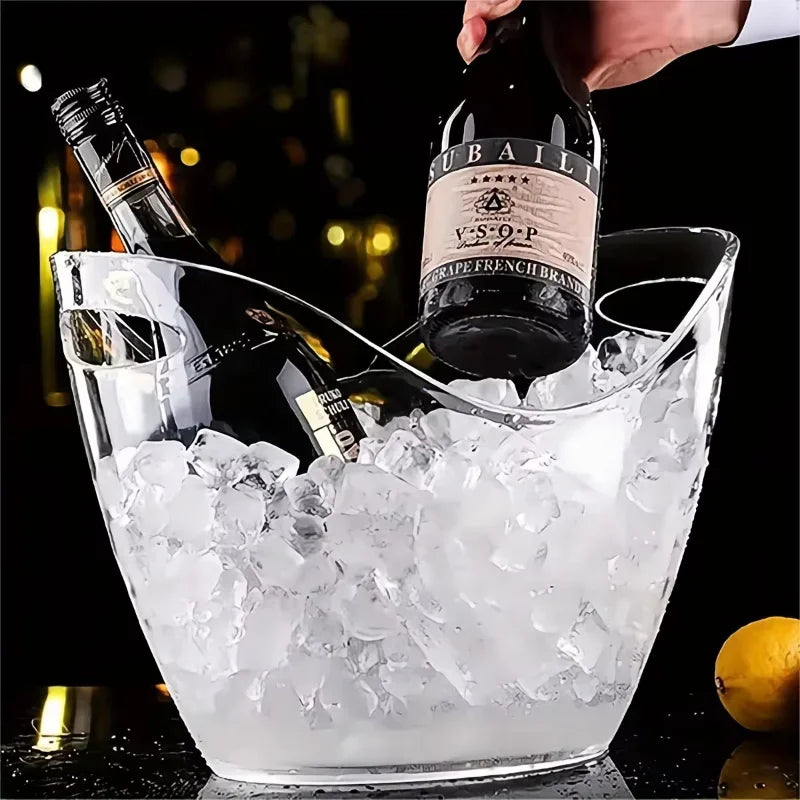 Cubo de Hielo Transparente de Acrílico - Enfriador Elegante para Cerveza, Vino y Champán (3.5 L)
