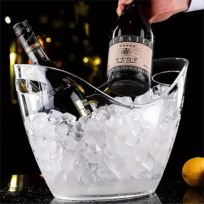 Cubo de Hielo Transparente de Acrílico - Enfriador Elegante para Cerveza, Vino y Champán (3.5 L)