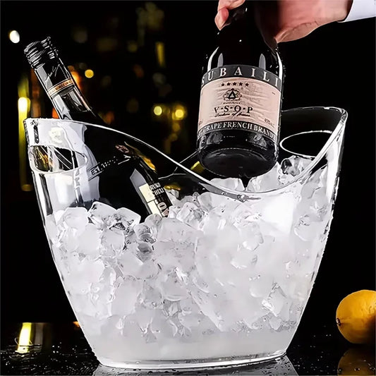 Cubo de Hielo Transparente de Acrílico - Enfriador Elegante para Cerveza, Vino y Champán (3.5 L)
