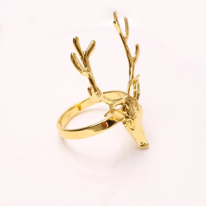 Anillos de Servilleta de Ciervo de 4 Piezas - Soporte de Cabeza de Alce para Decoración de Mesa de Navidad y Acción de Gracias