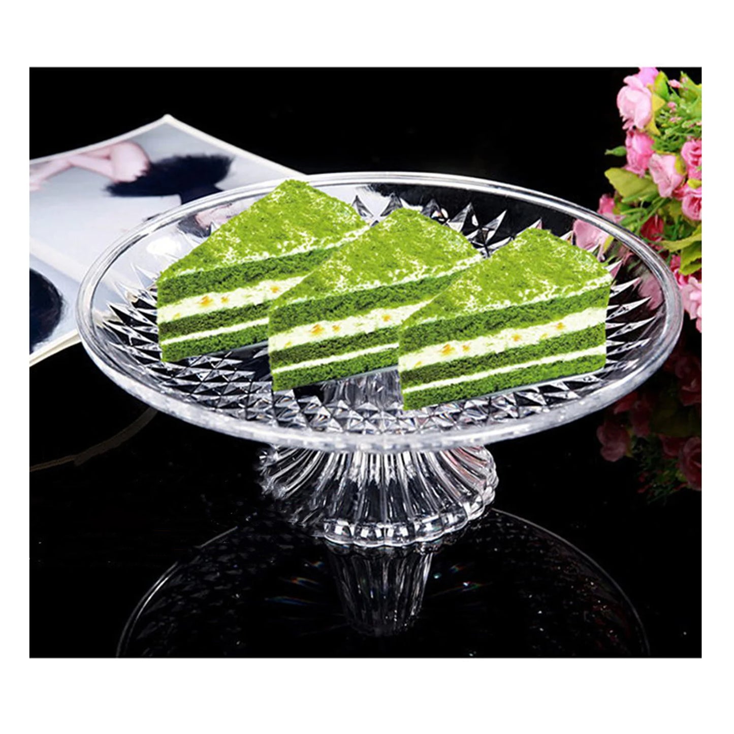 Soporte de Exhibición para Cupcakes y Pasteles – Plato Reutilizable de Acrílico a Prueba de Roturas, Ideal para Postres y Frutas, Transparente/Dorado/Gris