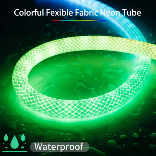 Tira LED WS2812B WS2811 DC5V Neon Redonda Patrón Reticulado RGBIC Inteligente 360° Flexible de Silicona IP67 50 LEDs/m