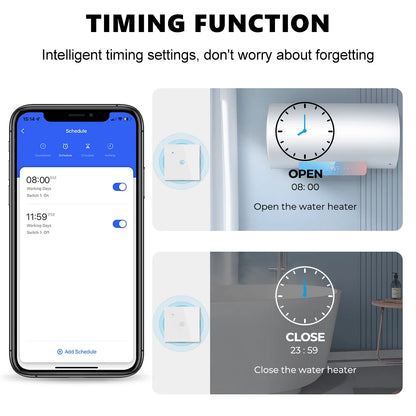 Interruptor Inteligente de Calentador de Agua Tuya 40A con WiFi y Bluetooth | Control por APP, Compatible con Alexa y Google Home