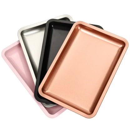 Bandeja de almacenamiento de cosméticos de acero inoxidable, equipo de arte de uñas, placa, médico, bandeja Dental quirúrgica, uñas postizas, herramientas, nuevo