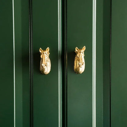 Tiradores de muebles con forma de cabeza de caballo, pomos de cajón de estilo retro en negro y gris, tiradores de aleación de zinc para armarios y cajones