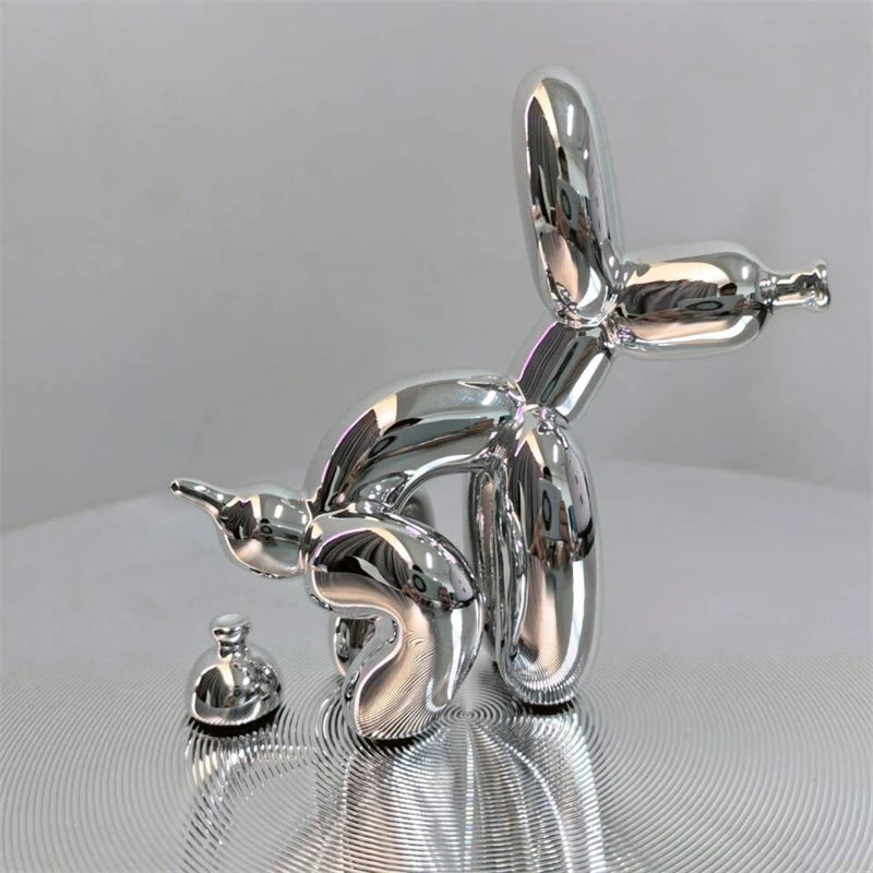 Escultura de Perro Globo de Resina - Adorable Estatua de Cachorro para Decoración del Hogar y Oficina