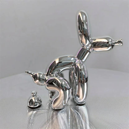 Escultura de Perro Globo de Resina - Adorable Estatua de Cachorro para Decoración del Hogar y Oficina