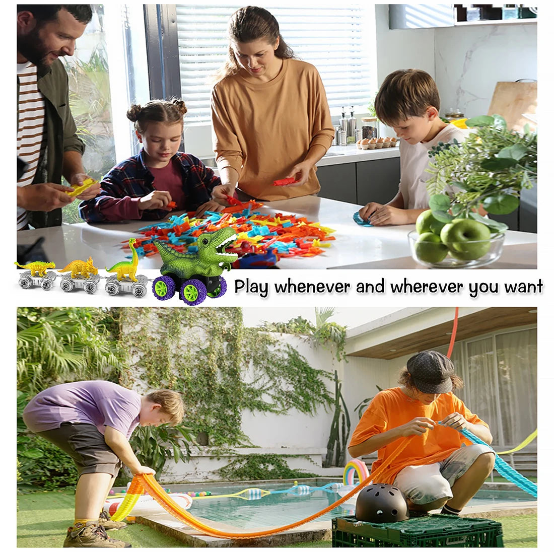 Set de Pista de Carreras Dinosaurio con Coches y Accesorios, 46-101 Piezas, Juguete Educativo para Niños con Carro Antigravedad, Regalo Perfecto para Niños