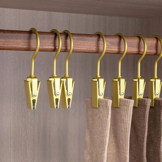 Juego de 6 Ganchos Multifuncionales de Aluminio para Ropa – Perchas Sin Costuras para Secado y Organización de Pantalones