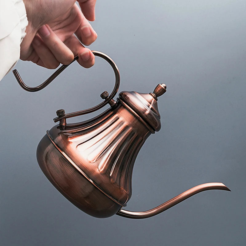 Hervidor de café de acero inoxidable, tetera de goteo con cuello de cisne Retro, 420ml/650ml, para hogar y cafetería