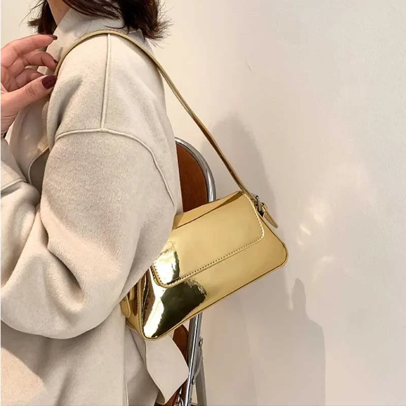 Bolsos de Lujo para Mujer: Bolso Láser de Hombro y Asa Superior, Diseño Chic Plateado, Tote Bag y Bolso Shopper
