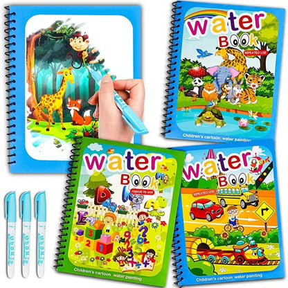 Libro Mágico de Dibujo con Agua, Libro Reutilizable Montessori para Niños, Juguete Educativo de Coloreado y Desarrollo Sensorial