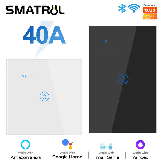 Interruptor Inteligente de Calentador de Agua Tuya 40A con WiFi y Bluetooth | Control por APP, Compatible con Alexa y Google Home