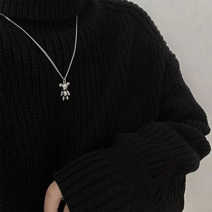 Colgante de Oso con Alfabeto Grabado - Collar Unisex de Animal Lindo para Estilo Hip Hop