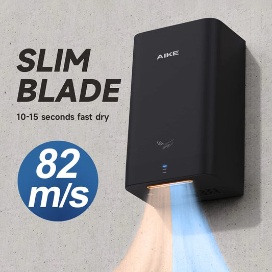 AIKE Secador de Manos Mini Portátil Automático - Secado Rápido en 10-15s para Baños y Hogares (Modelo AK2822)