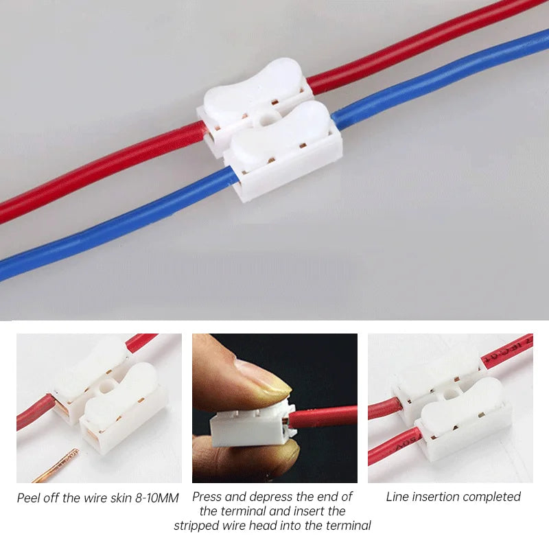 Conector de Cable Rápido Push - Terminal de Resorte para Iluminación y Cableado Automotriz