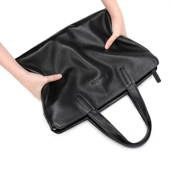 Maletín de Cuero Genuino de Lujo para Hombre BISON DENIM - Maletín de Negocios con Piel de Vaca Suave, Tote de Oficina para Laptop y Documentos