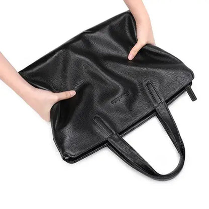 Maletín de Cuero Genuino de Lujo para Hombre BISON DENIM - Maletín de Negocios con Piel de Vaca Suave, Tote de Oficina para Laptop y Documentos