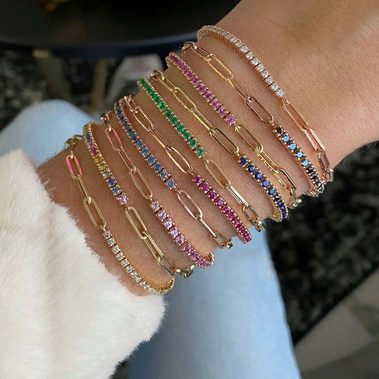 Brazalete de Lujo con Zirconia Cúbica en Color Oro - Pulsera de Tenis para Mujer, Joyería de Moda