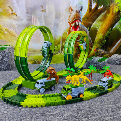 Coche de pista de dinosaurio eléctrico para niños, juguete de ferrocarril de escalada mágica, coches de juguete de pista flexible, juguetes educativos para niños, juguete de calidad para niños