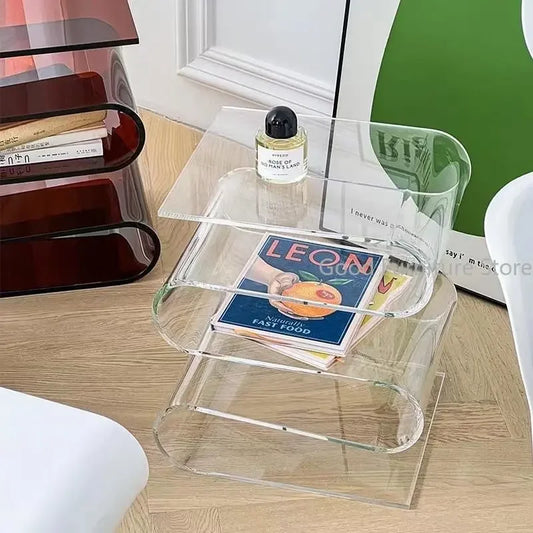 Estantería Transparente Minimalista de Estilo Nórdico - Mesa Lateral de Acrílico, Muebles Modernos para Sala de Estar y Decoración del Hogar