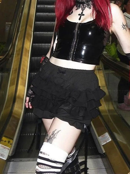 Pantalones Cortos Góticos de Cintura Alta para Mujer con Diseño Floral Y2K - AltGoth Mall, Estilo E-girl y Grunge