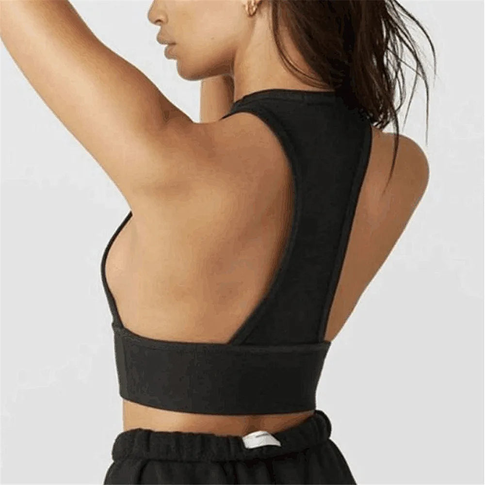 Chaleco de Alto Impacto con Almohadilla para Mujer - Sujetador Deportivo de Nailon con Tirantes, Tops Cortos de Cuello Alto para Gimnasio, Bralette de Fitness, Blusas Activas 2024