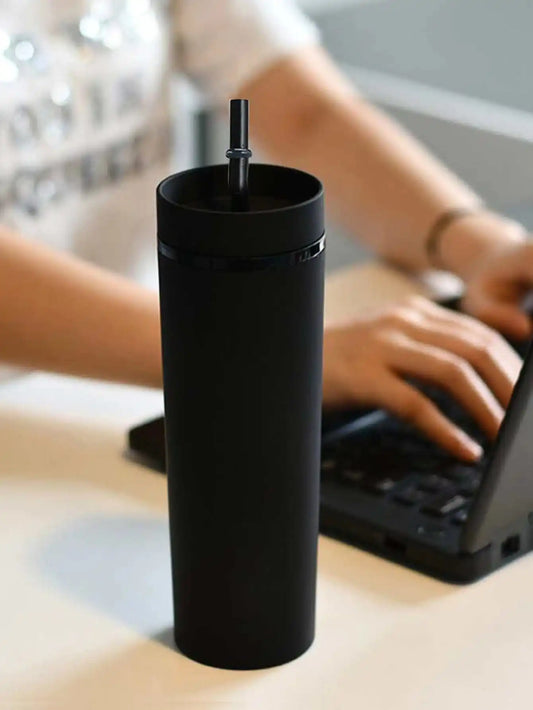 Vaso Tumbler con Tapa y Popote | Copa de Plástico Doble Capa para Jugos, Bebidas y Más | Regalo para Fiestas y Festivales