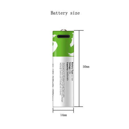 Batería Recargable USB de Alta Capacidad de 1.5V AA, 2600 mWh para Ratones, Juguetes, Relojes y Control Remoto con Cable