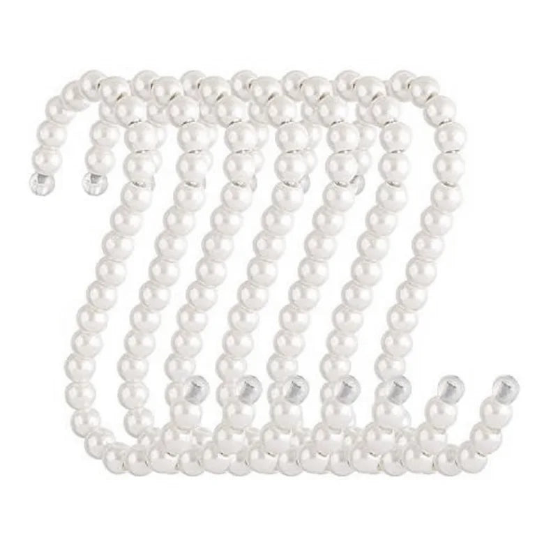 Ganchos de Perlas Blancas en Forma de S - Colgadores Antideslizantes para Armarios y Tiendas de Ropa