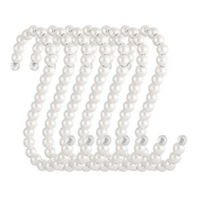 Ganchos de Perlas Blancas en Forma de S - Colgadores Antideslizantes para Armarios y Tiendas de Ropa