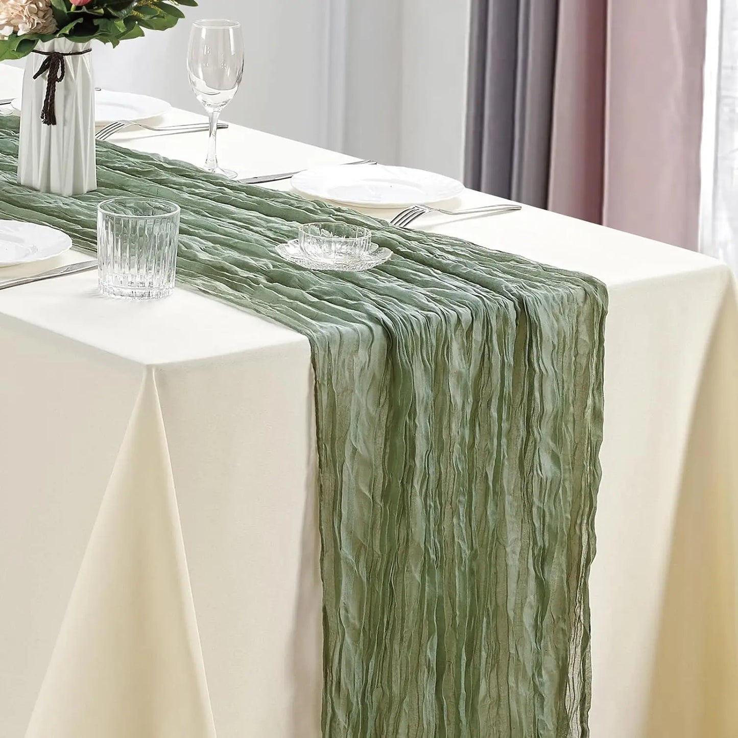 Camino de mesa de gasa Bohemia, 10 piezas, 40x270 cm, romántico y rústico, ideal para bodas, despedidas de soltera y fiestas