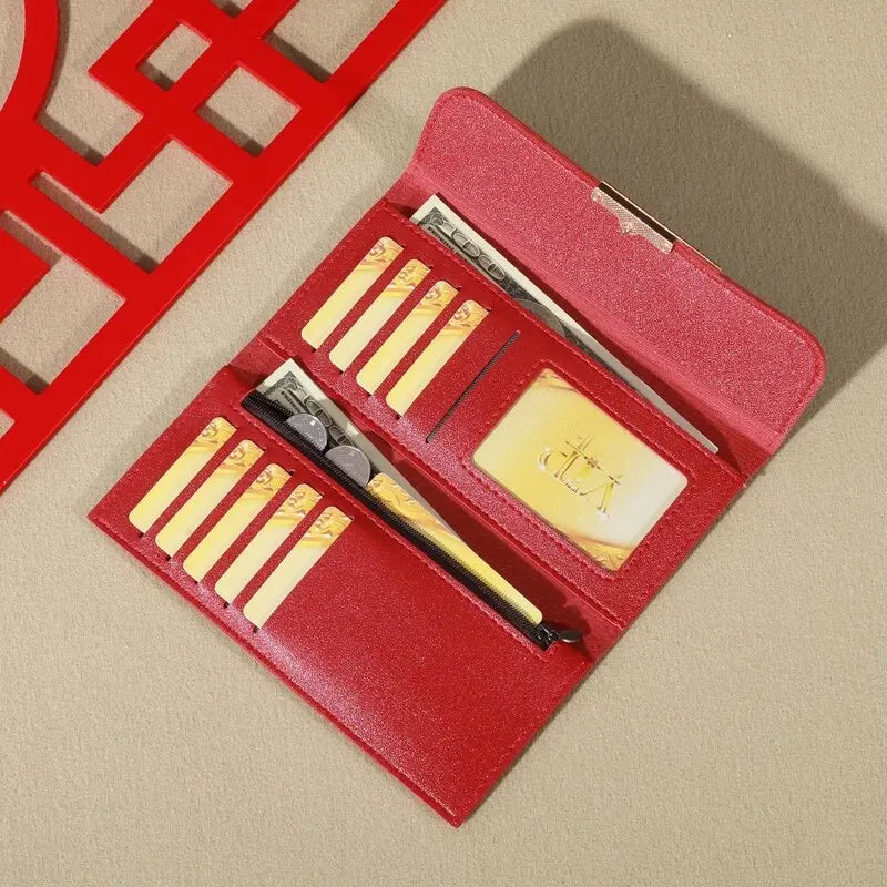 2024 New Women's Wallet Metal Long Folding Personalized Student Cute Mini Fashion Wallet Handheld Zero Wallet