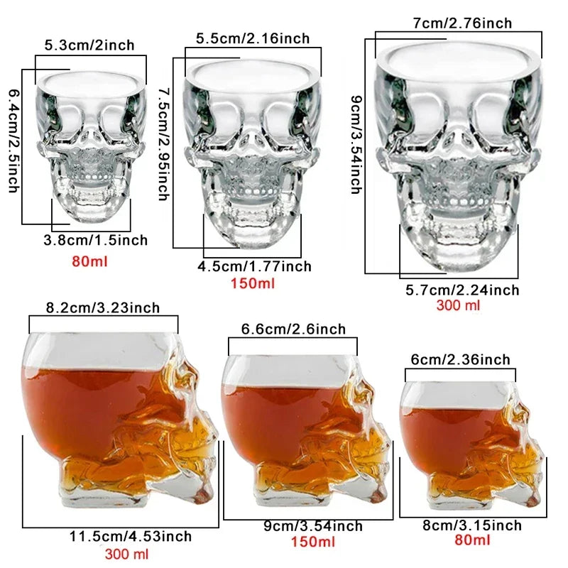 Taza de Cristal Transparente con Cabeza de Calavera - Vaso para Café, Jugo, Whisky, Vino y Cerveza, Perfecto para Halloween