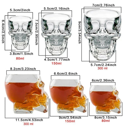 Taza de Cristal Transparente con Cabeza de Calavera - Vaso para Café, Jugo, Whisky, Vino y Cerveza, Perfecto para Halloween