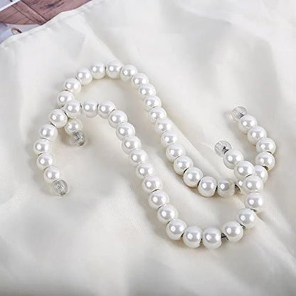 Ganchos de Perlas Blancas en Forma de S - Colgadores Antideslizantes para Armarios y Tiendas de Ropa