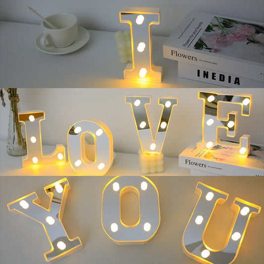 Lámpara de Letras LED Plateadas de 16cm - Decoración para Hogar, Bodas, Cumpleaños y Propuestas Románticas