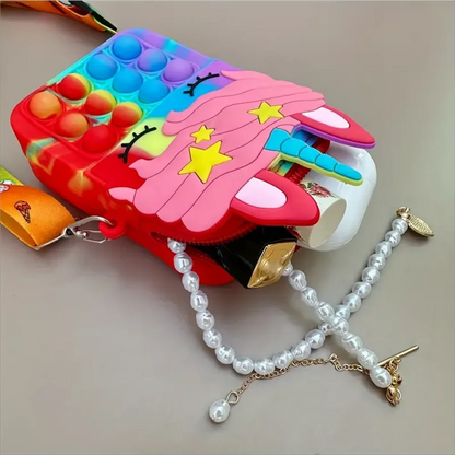 Monedero de Silicona para Niñas – Bolso Mensajero de Animalito para Niños, Monedero Antiestrés Pop Fidget
