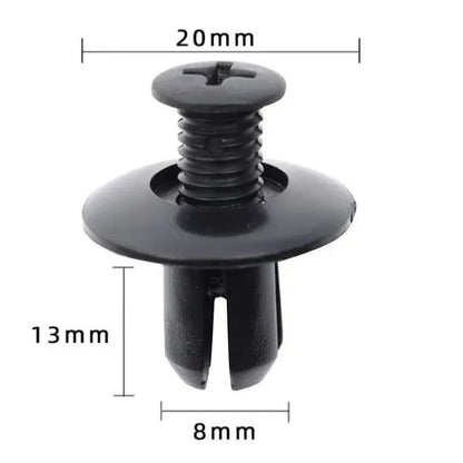 100/50 Pcs Sujetadores de Plástico de 8mm - Tornillos Universales para Parachoques de Auto
