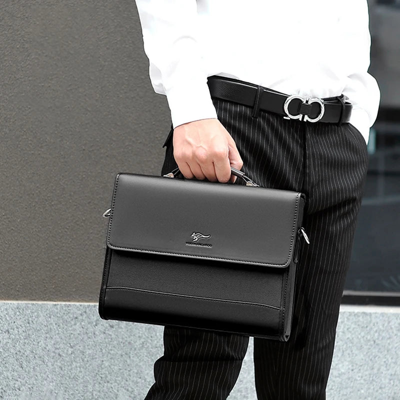 Maletín Ejecutivo de Cuero PU para Hombre - Bolsa de Negocios de Diseño, Bolso Bandolera, Maletín para Documentos y iPad