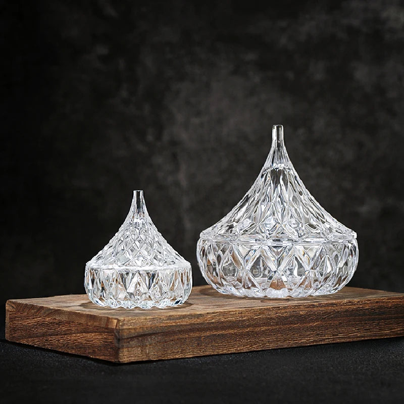 Tarro de Almacenamiento de Vidrio a Rayas de Diamante Europeo, Caja de Dulces, Tarro de Cristal con Tapa, Candelabro de Aromaterapia, Contenedor de Alimentos