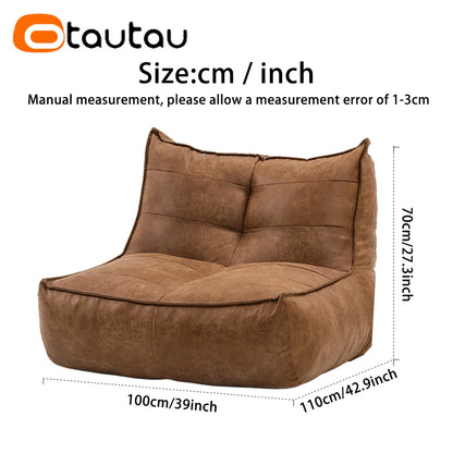 Funda de Piel Sintética para PUF Grande - Chaise Tumbona, Sofá Cama Sin Relleno, Terciopelo de Gamuza Retro