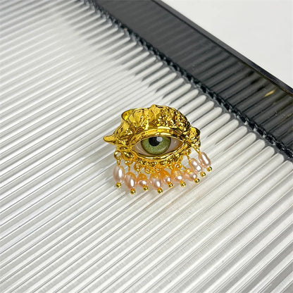 Anillo de Ojo de Diablo de Lujo Ligero – Joyería Vintage Medieval para Mujer
