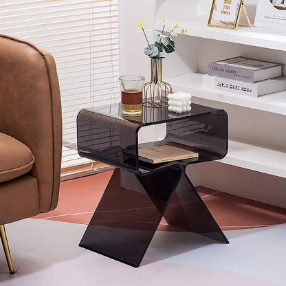Mesita de Noche Moderna de Acrílico Transparente - Gabinete Lateral para Sala de Estar y Almacenamiento