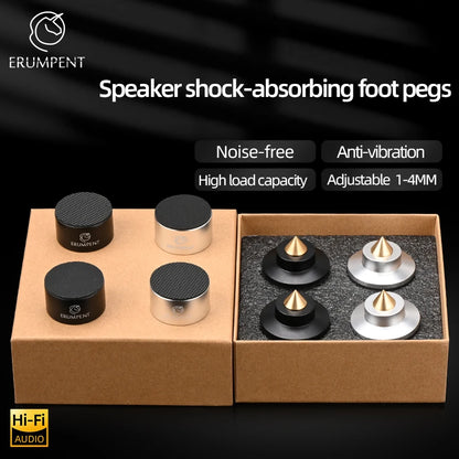 Soportes de Altavoz HiFi - 4 Piezas con Picos de Aluminio y Fibra de Carbono, Ajustables y Antivibración