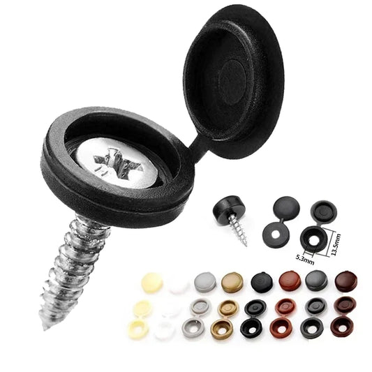 100 Piezas de Tapas Protectoras para Tornillos con Bisagra, Tapones Decorativos para Muebles y Automóviles – Varios Colores, Plástico Resistente