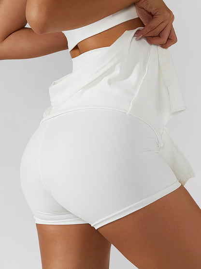 Conjunto Deportivo de Yoga para Mujer con Falda y Top - Set de Gimnasio y Fitness de Cintura Alta y Sosten Bra de un Hombro
