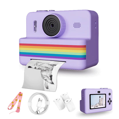 Cámara Instantánea de 2.8 Pulgadas con Pantalla Grande, Cámara Digital HD para Niños, Juguete Portátil de Impresión Sin Tinta para Exterior